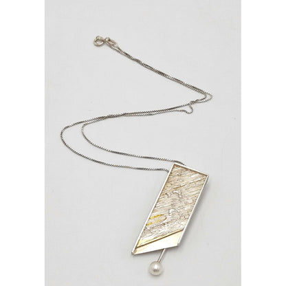 barbro-eriksdotter-gendell-sterling-gold-pearl-abstract-modernist-necklace-2009 image 8