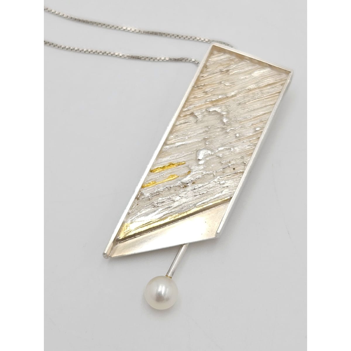 barbro-eriksdotter-gendell-sterling-gold-pearl-abstract-modernist-necklace-2009 image 7