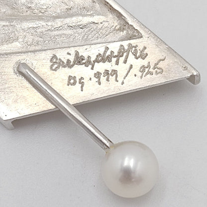 barbro-eriksdotter-gendell-sterling-gold-pearl-abstract-modernist-necklace-2009 image 3