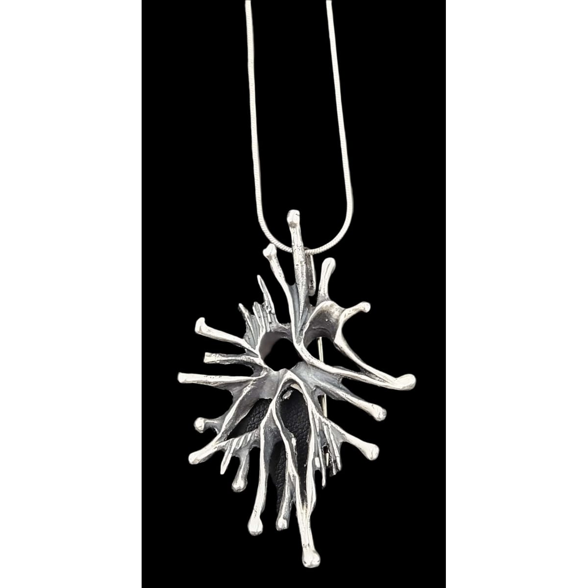 Artisan Sterling Necklace Jewelry Vintage Artisan Signed Sterling Modernist Brutalist Brooch Pendant Necklace