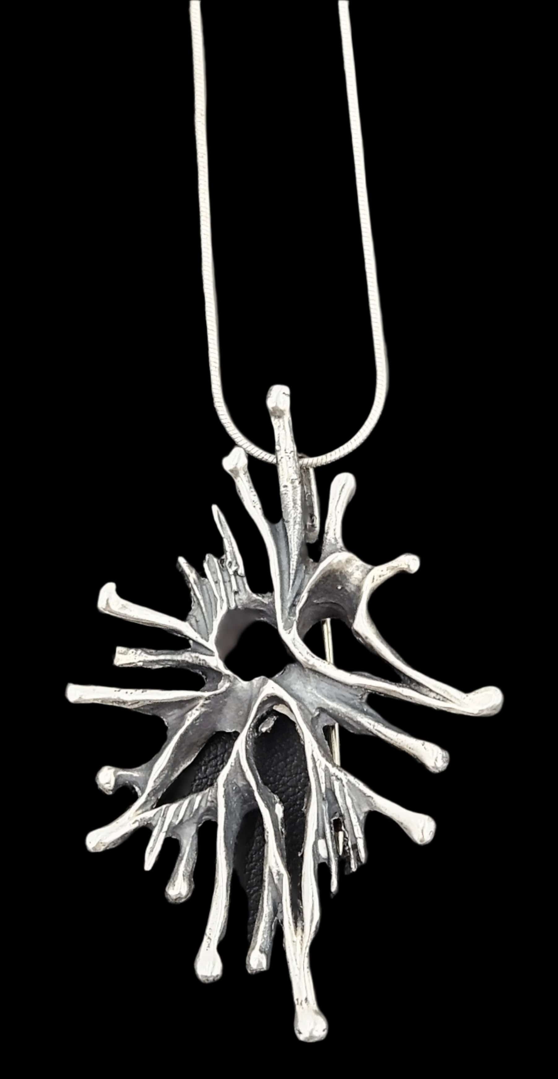 Artisan Sterling Necklace Jewelry Vintage Artisan Signed Sterling Modernist Brutalist Brooch Pendant Necklace