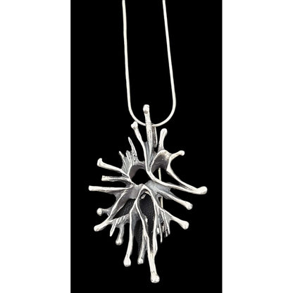Artisan Sterling Necklace Jewelry Vintage Artisan Signed Sterling Modernist Brutalist Brooch Pendant Necklace