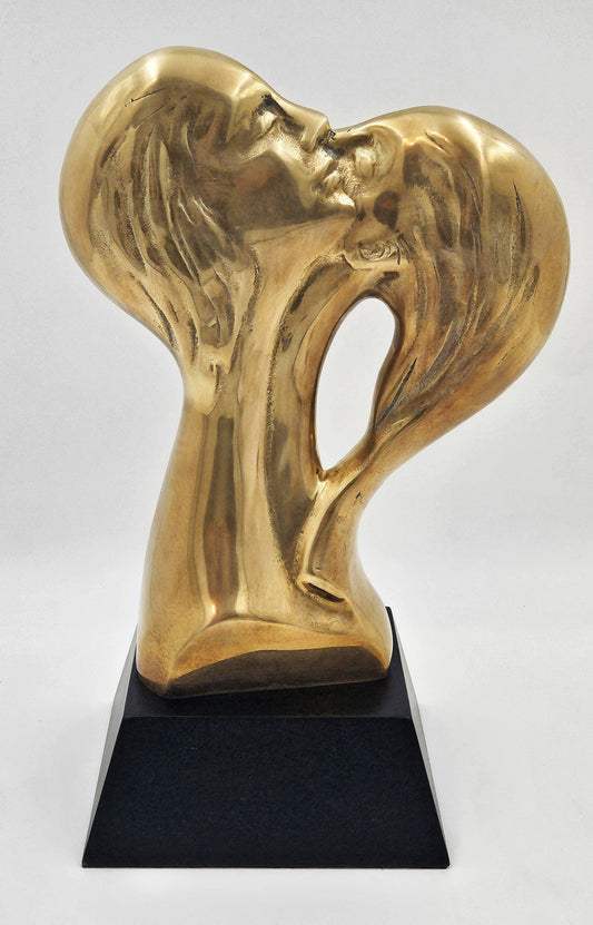 Austin Productions Sculpture Austin Prod BRASS Sculpture "Faces of Love" Signed Fisher C. 1980