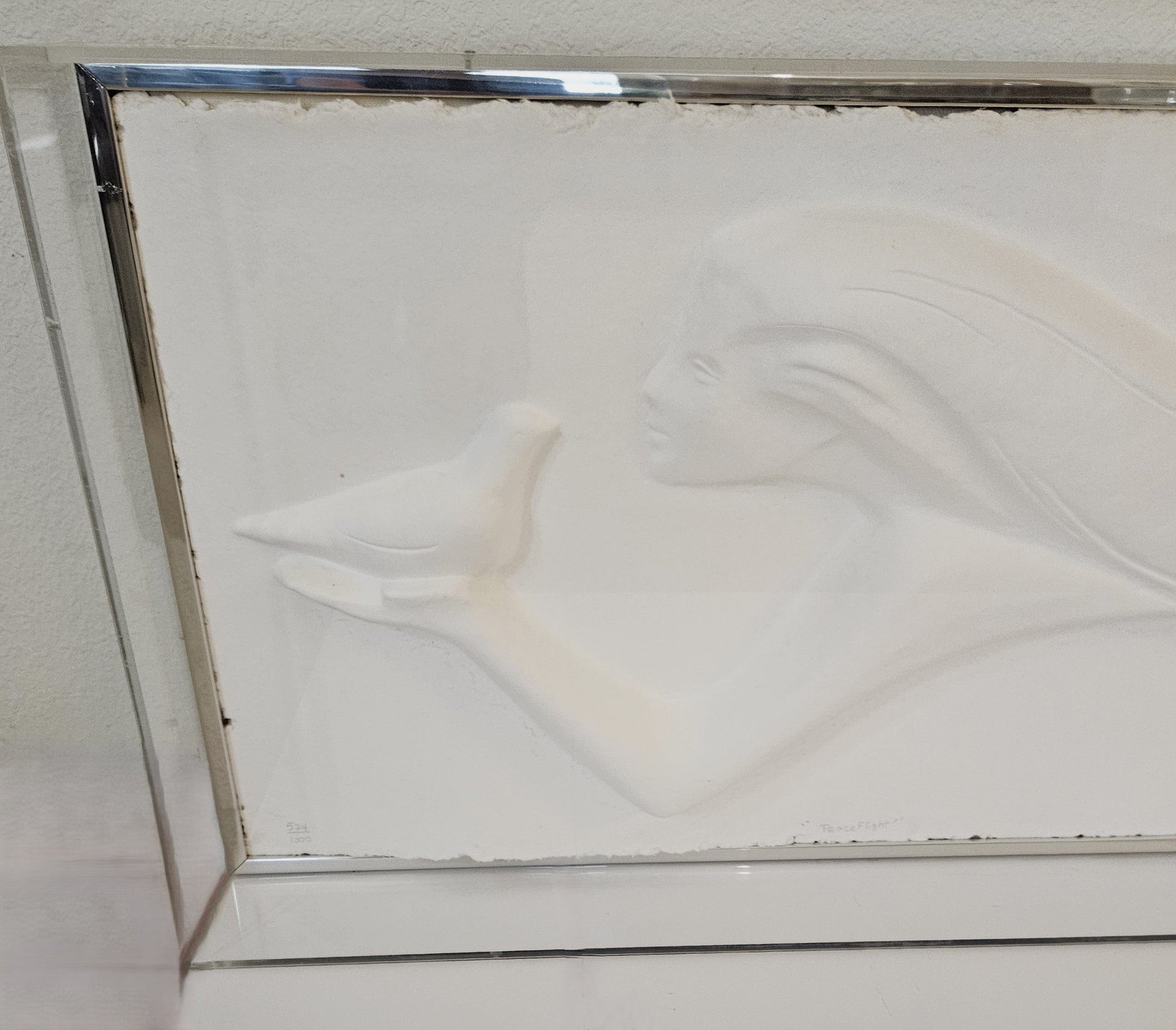 Austin Productions Sculpture Rare Austin XL Lucite Framed 3D Sculpted Paper Peace Flight Fisher 524/1000