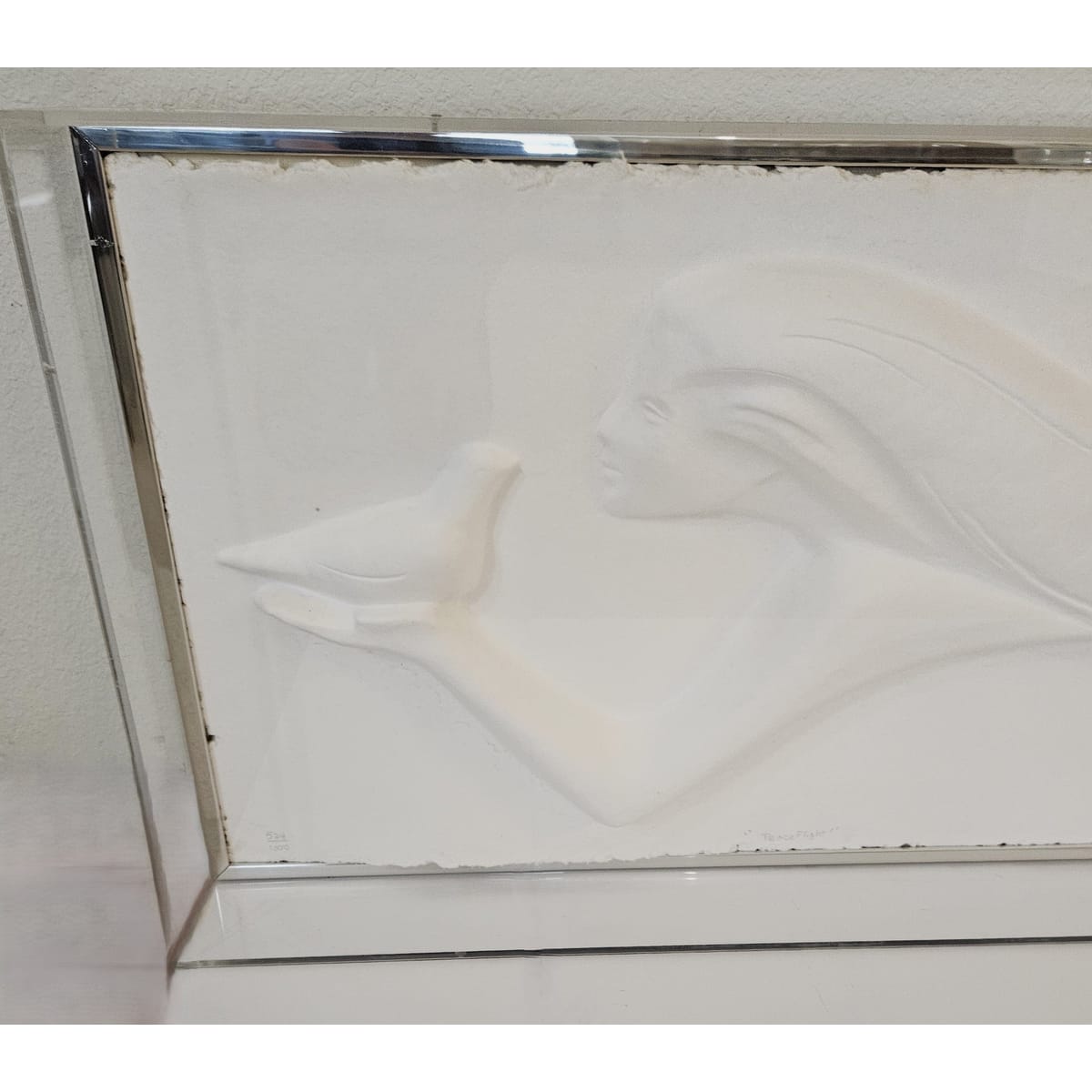 Austin Productions Sculpture Rare Austin XL Lucite Framed 3D Sculpted Paper Peace Flight Fisher 524/1000