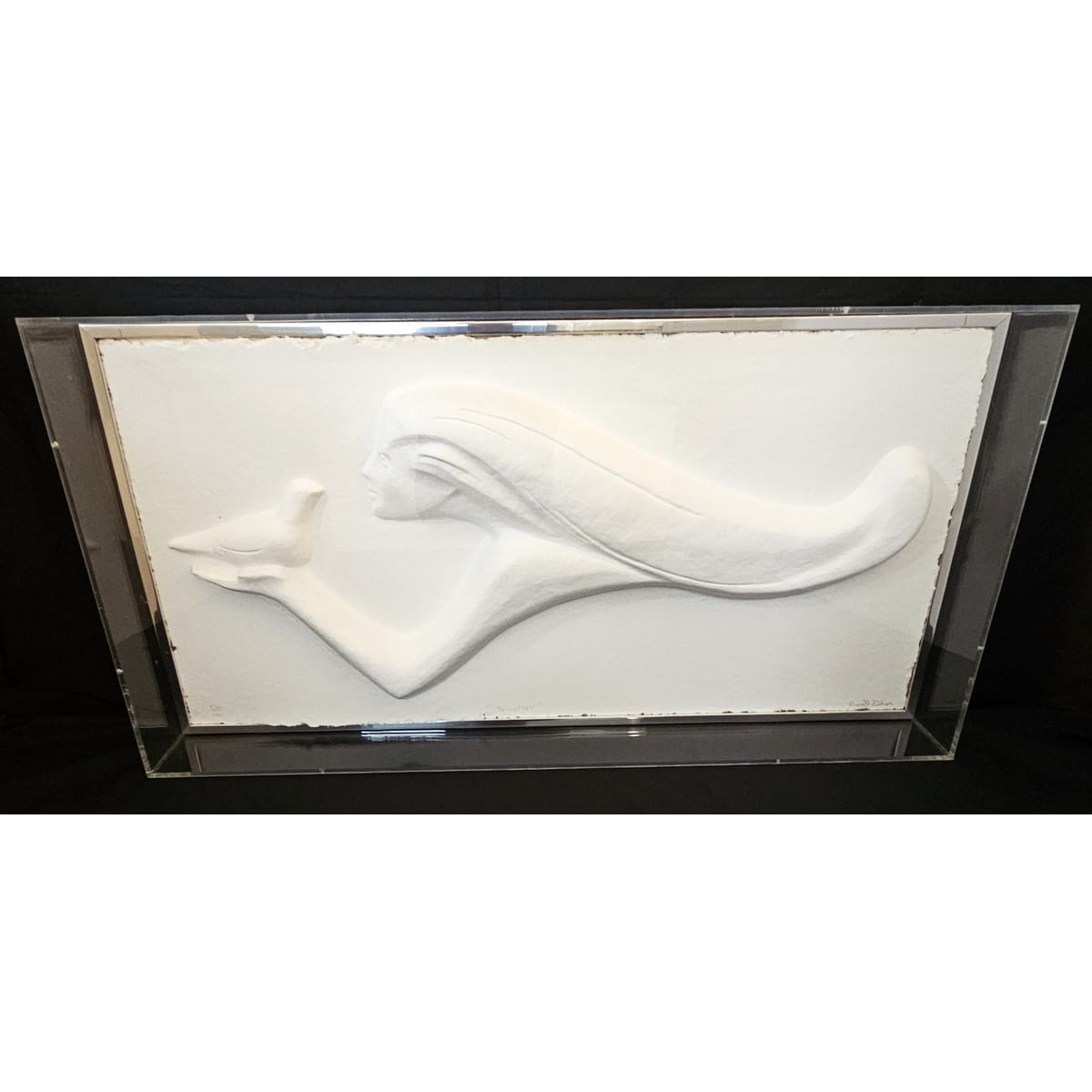 Austin Productions Sculpture Rare Austin XL Lucite Framed 3D Sculpted Paper Peace Flight Fisher 524/1000