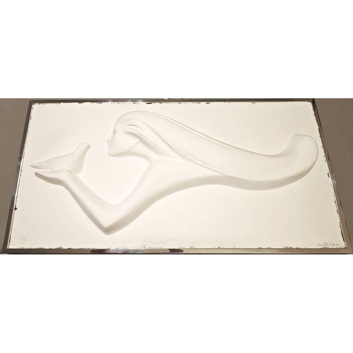 Austin Productions Sculpture Rare Austin XL Lucite Framed 3D Sculpted Paper Peace Flight Fisher 524/1000
