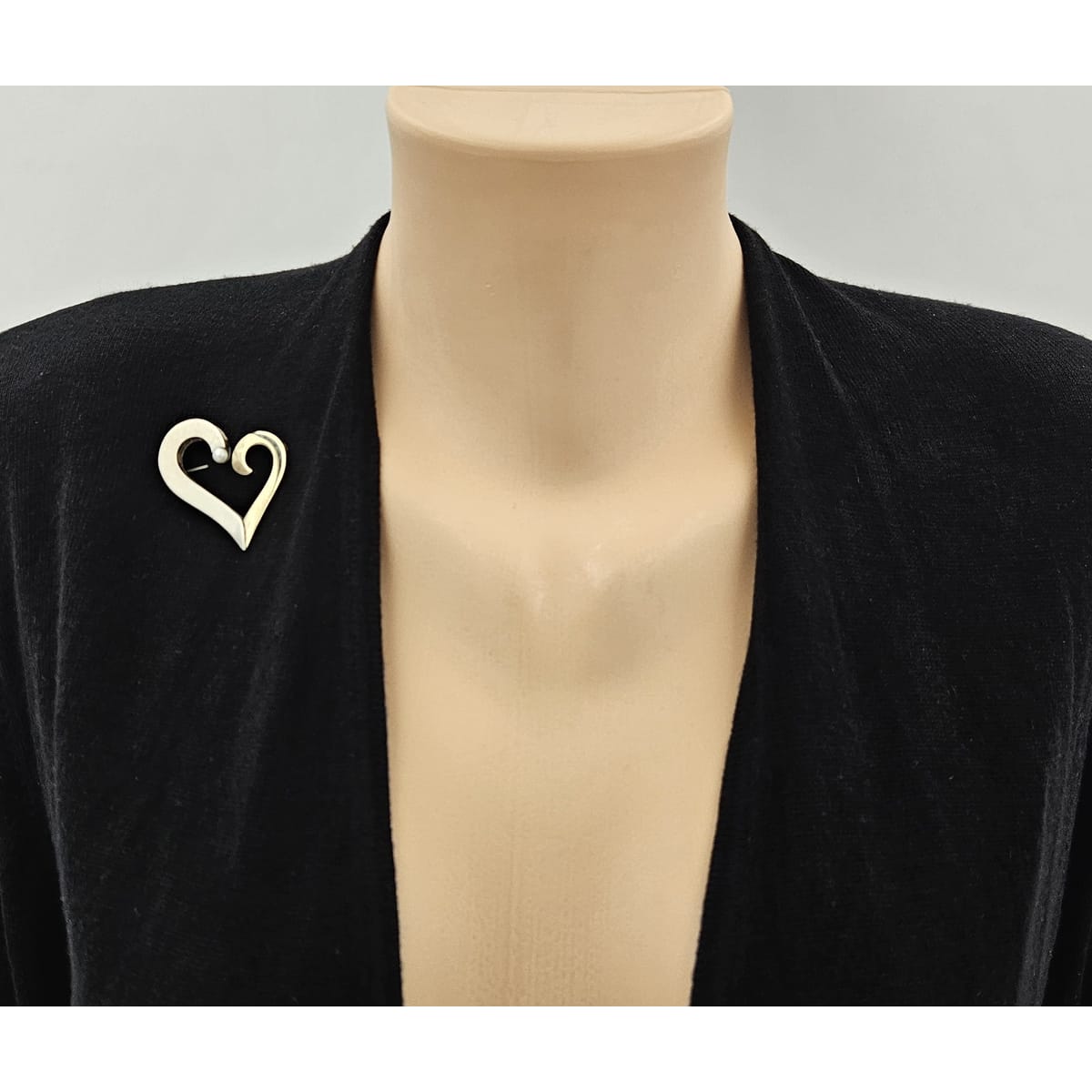 B Levy Jewelry Superb Artisan Signed B Levy Sterling 14k Gold &amp; Pearl Modernist Heart Brooch