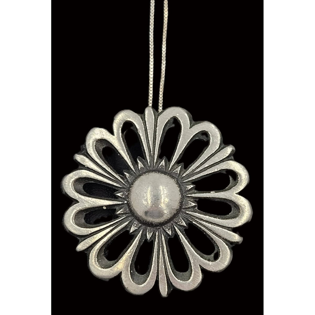 Bernt Torngre Sweden Jewelry BT Sweden Pewter Modernist Flower Brooch/Pendant Sterling Necklace 1967