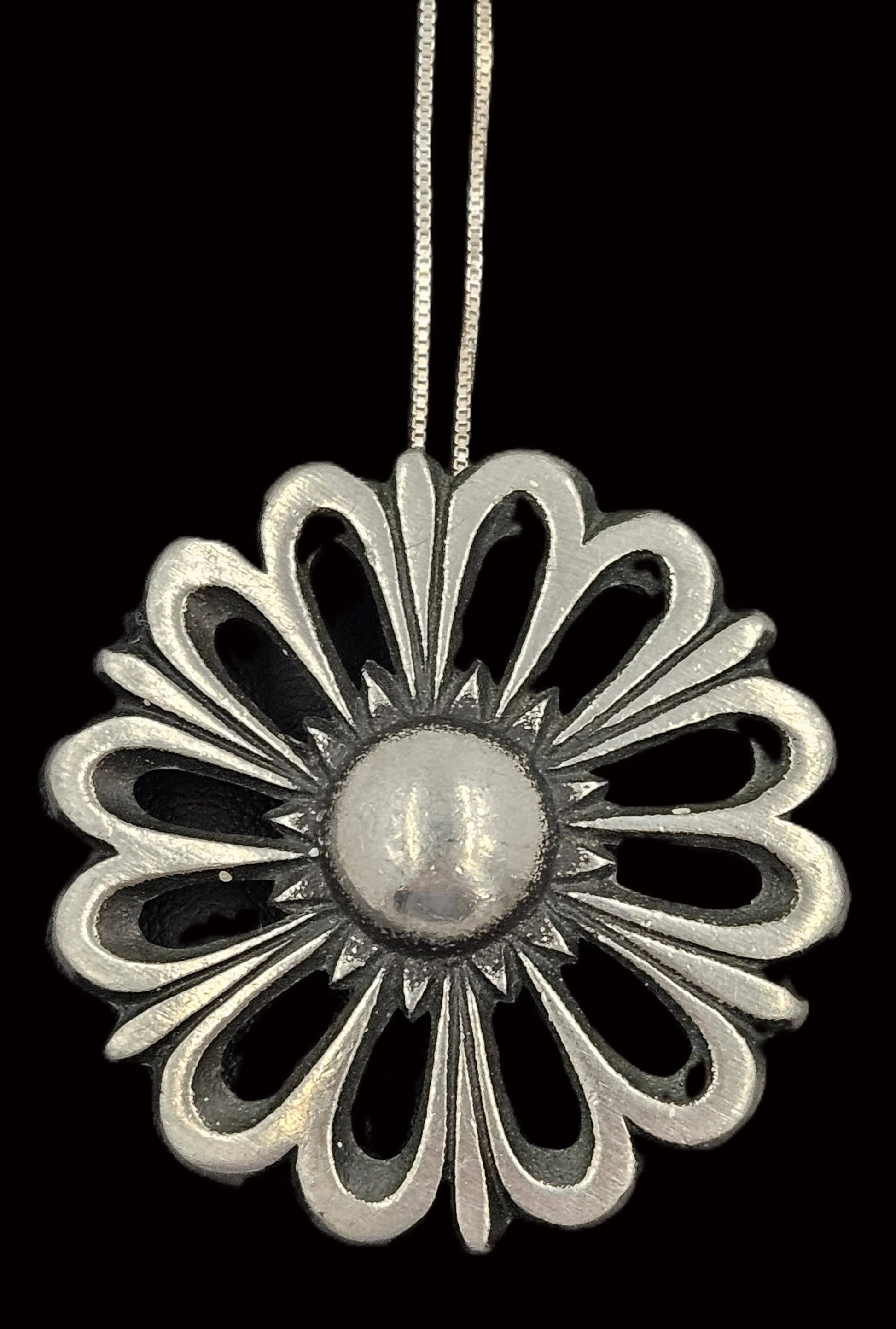 Bernt Torngre Sweden Jewelry BT Sweden Pewter Modernist Flower Brooch/Pendant Sterling Necklace 1967