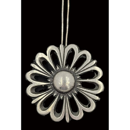 Bernt Torngre Sweden Jewelry BT Sweden Pewter Modernist Flower Brooch/Pendant Sterling Necklace 1967
