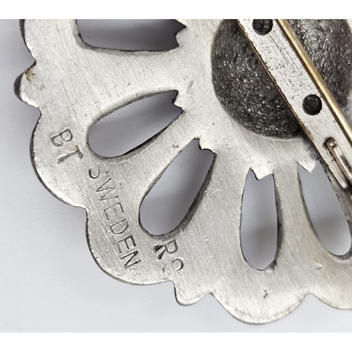 Bernt Torngre Sweden Jewelry BT Sweden Pewter Modernist Flower Brooch/Pendant Sterling Necklace 1967