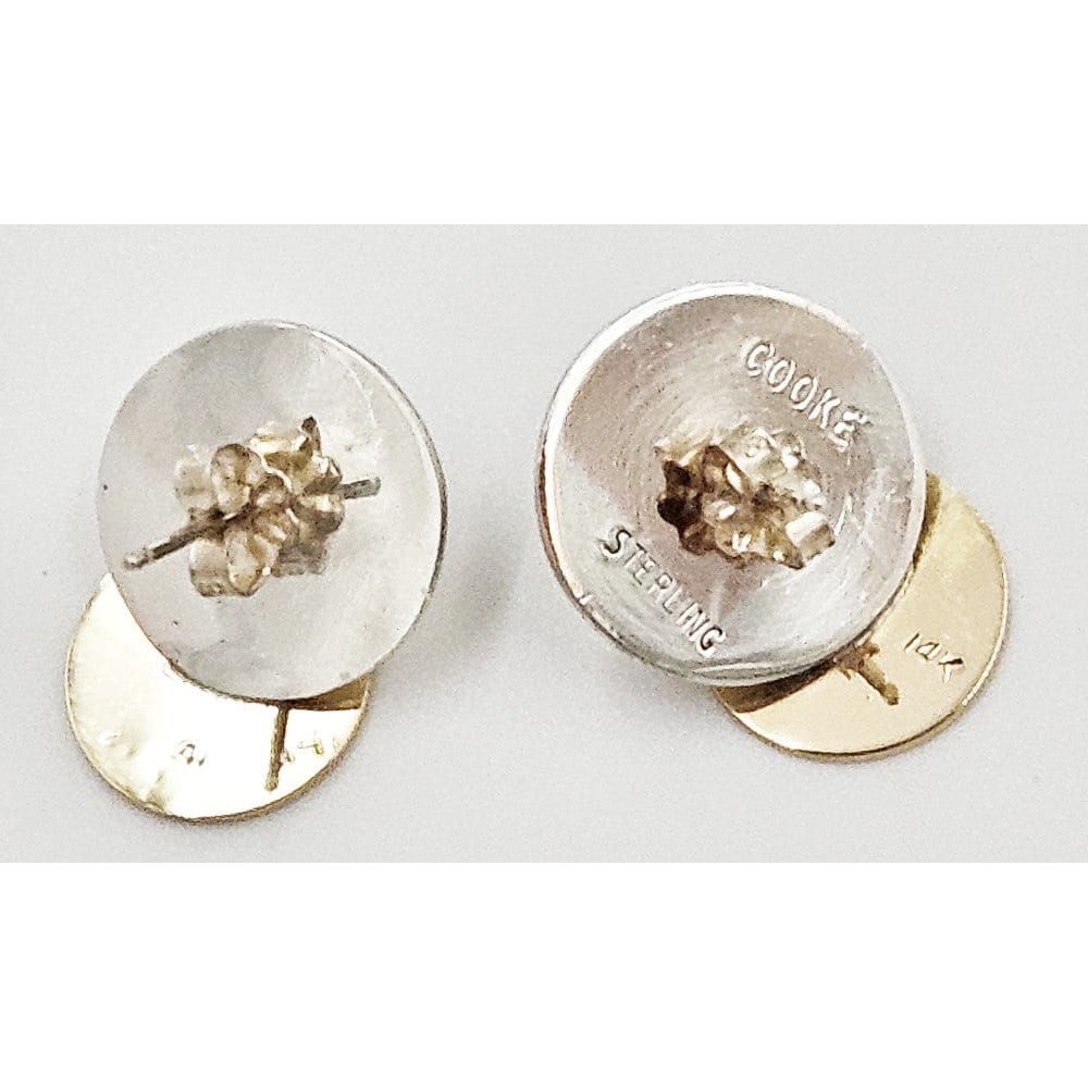 Betty Cooke Jewelry Superb Designer Betty Cooke 3D Modernist Sterling 14K Disc Earrings 1960s