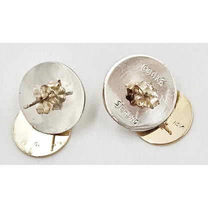 Betty Cooke Jewelry Superb Designer Betty Cooke 3D Modernist Sterling 14K Disc Earrings 1960s