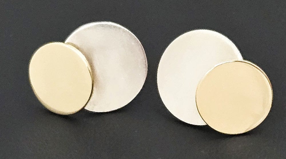 Betty Cooke Jewelry Superb Designer Betty Cooke 3D Modernist Sterling 14K Disc Earrings 1960s