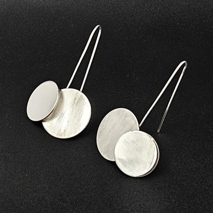Betty Cooke Jewelry Superb US Designer Betty Cooke 3D Modernist Sterling Silver Disc Earrings 70/80s