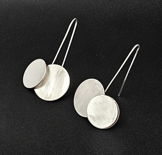 Betty Cooke Jewelry Superb US Designer Betty Cooke 3D Modernist Sterling Silver Disc Earrings 70/80s