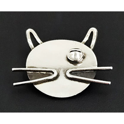 Bill Tendler Jewelry Rare US Designer Bill Tendler Sterling Modernist 3D Winking Cat Brooch 1950s