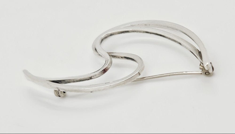 Bill Tendler Jewelry Rare US Designer Bill Tendler Sterling Silver Modernist 3D Brooch Circa 1950s