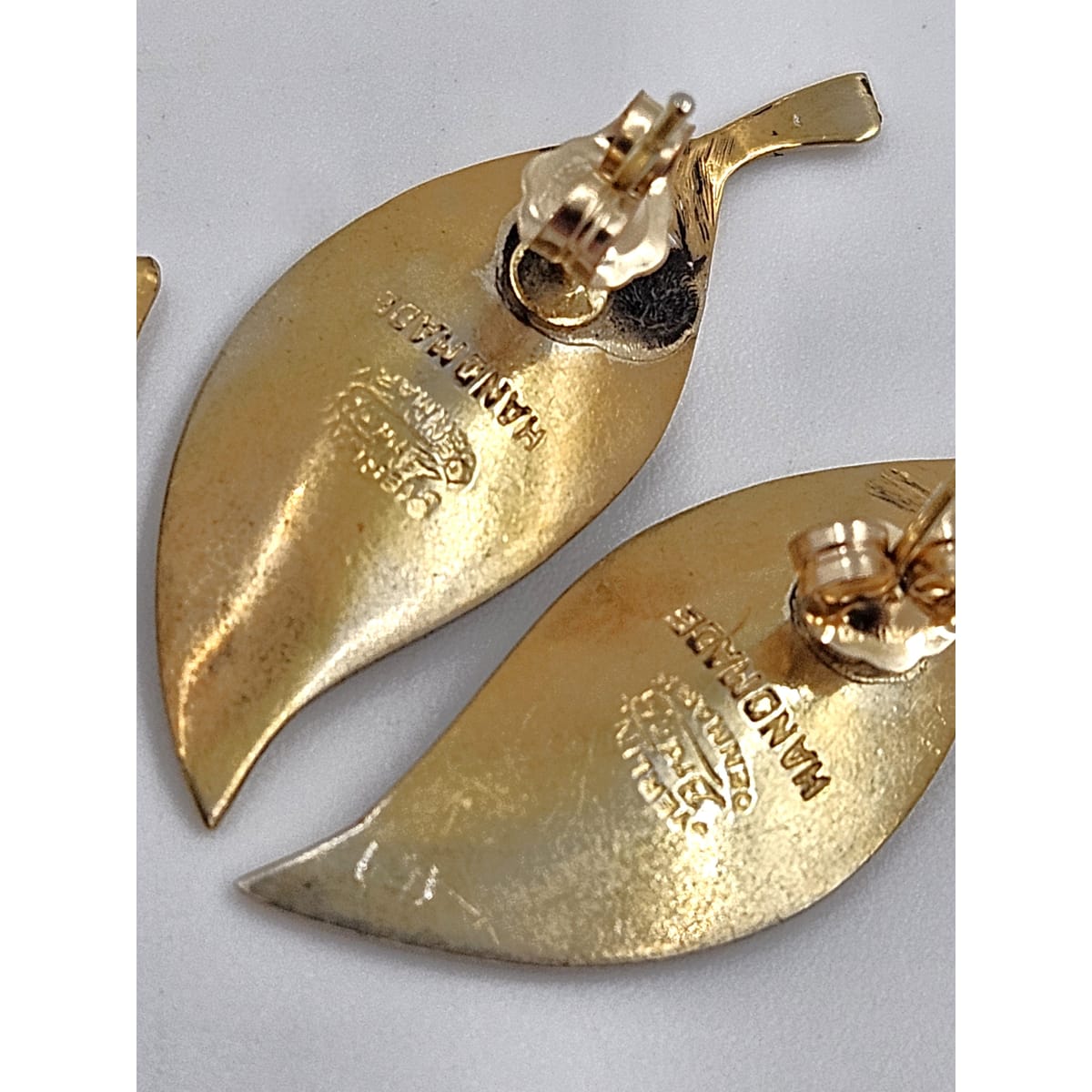 Bjorklund Jewelry Rare Bjorklund Denmark Sterling Enamel Leaf Necklace + Earrings Set 1960s
