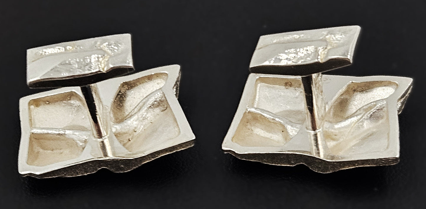 Bjorn Weckström Lapponia Jewelry Superb Bjorn Weckström Lapponia Sterling Abstract Modernist Cufflinks 1970