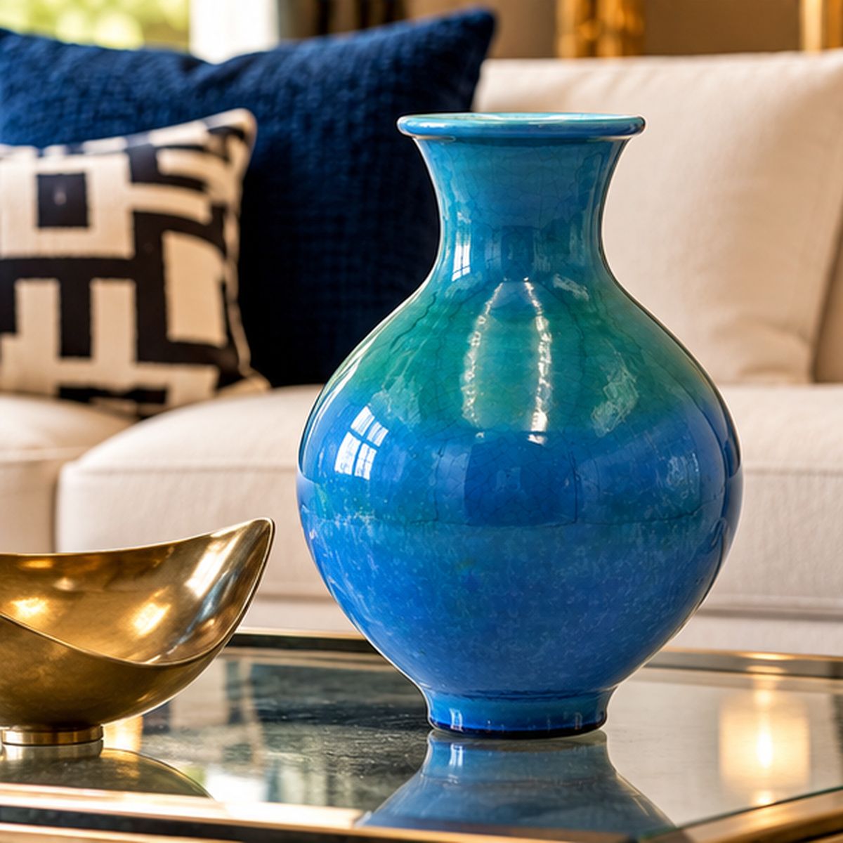 Mancioli for Raymor – Italian Mid-Century Modern Blue-Green Crackle Glaze Ceramic Vase
