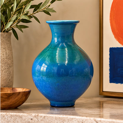 Mancioli for Raymor – Italian Mid-Century Modern Blue-Green Crackle Glaze Ceramic Vase