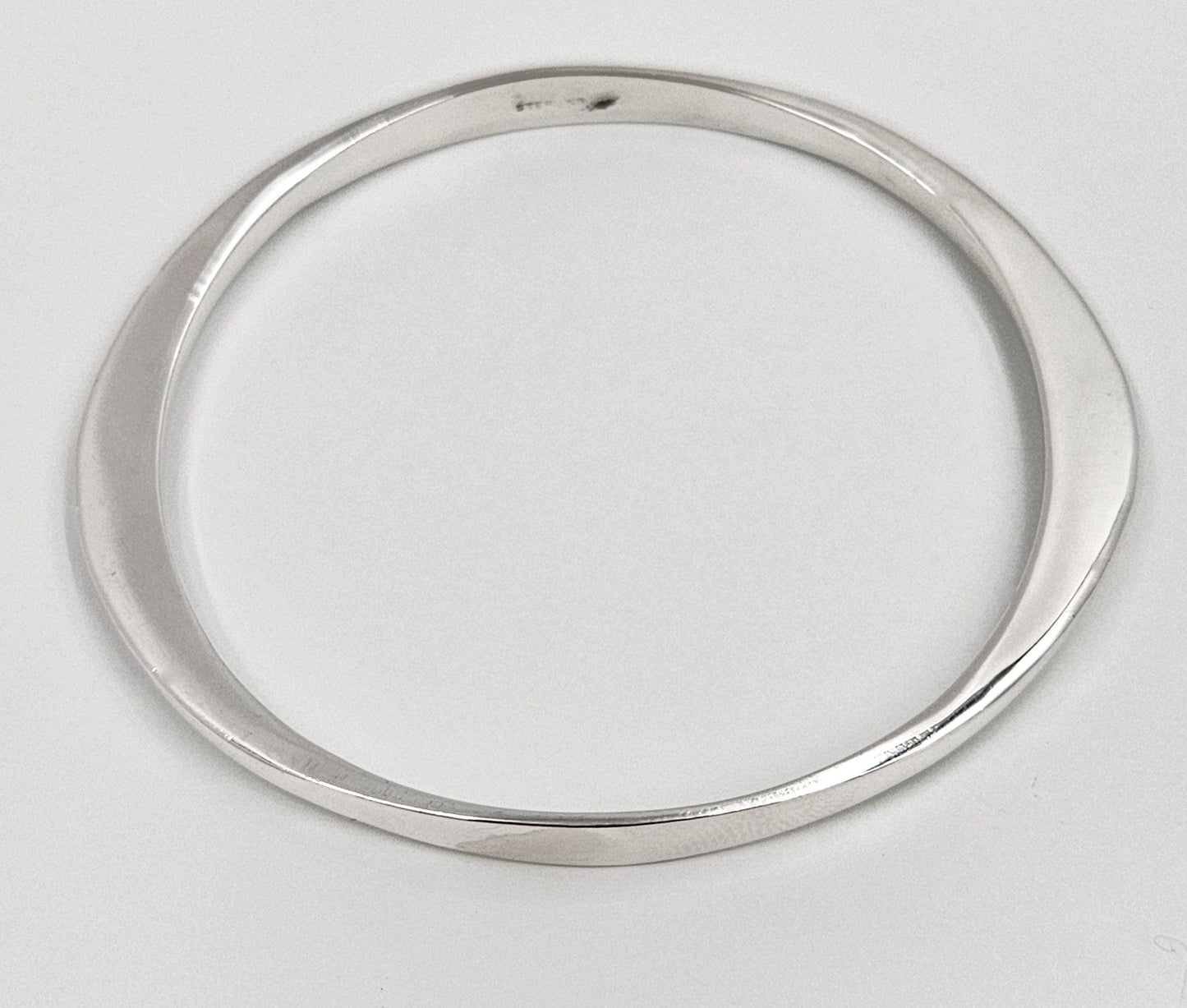 Bolt Sterling Jewelry Navajo George Bolt NM Sterling Silver Modernist Bangle Bracelet Circa 1980's