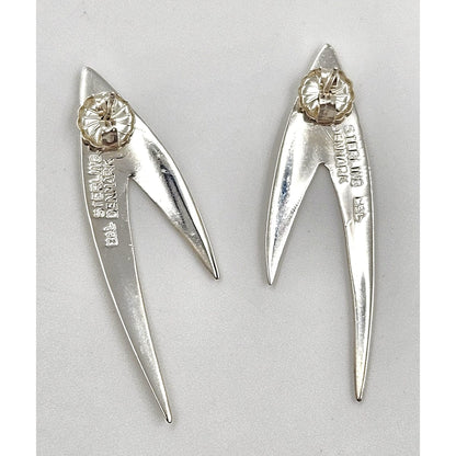 Borresen Lassen Jewelry Børresen Lassen B&amp;L Denmark Sterling 3D Retro Atomic Brooch Earring Set 50s