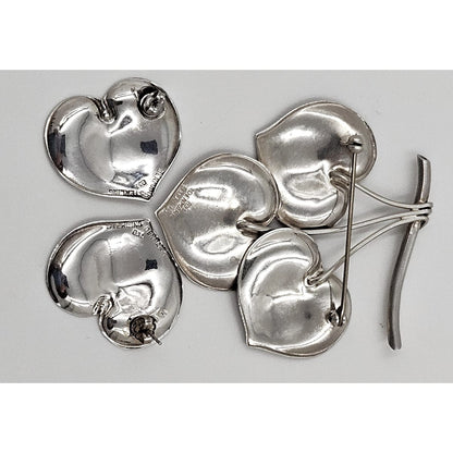 Borresen Lassen Jewelry Børresen Lassen B&amp;L Denmark Sterling X Large Triple Leaves 3D Brooch 1950&