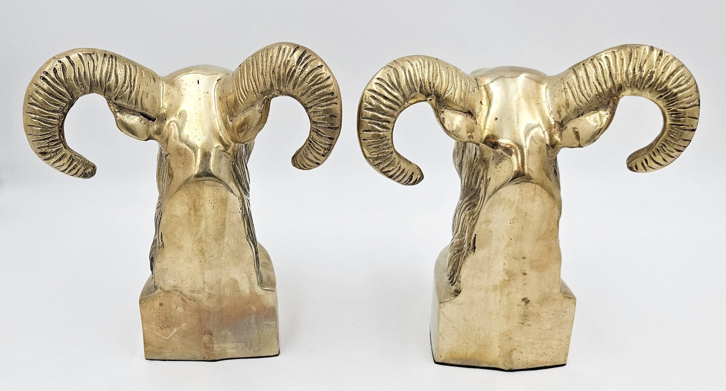 Brass Bookends Bookends Fantastic Large Weighted Brass Ram Sheep Aries Bookends Circa 1970/80s