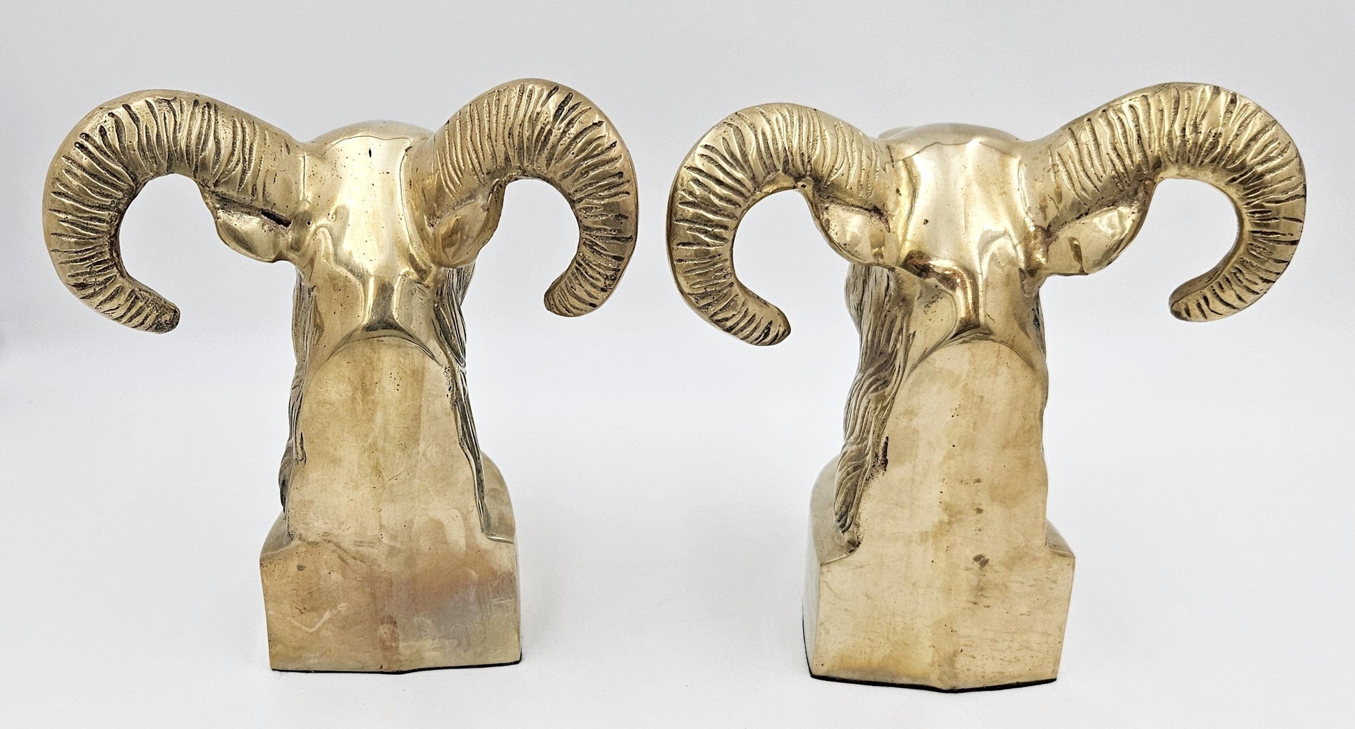 Brass Bookends Bookends Fantastic Large Weighted Brass Ram Sheep Aries Bookends Circa 1970/80s