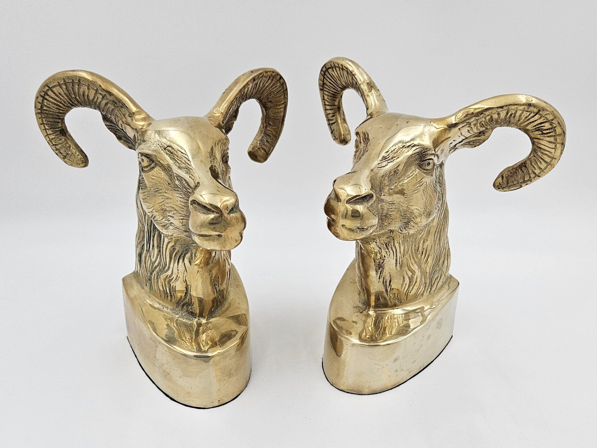 Brass Bookends Bookends Fantastic Large Weighted Brass Ram Sheep Aries Bookends Circa 1970/80s