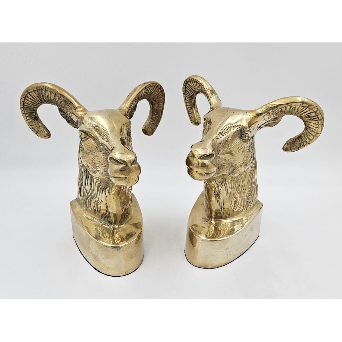 Brass Bookends Bookends Fantastic Large Weighted Brass Ram Sheep Aries Bookends Circa 1970/80s