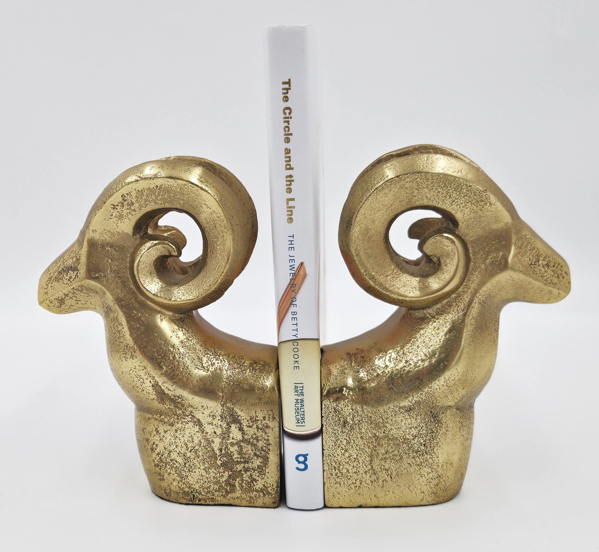 Brass Ram Bookends Bookends Artisan Matte Brass Modernist Cubism Aries Ram Bighorn Sheep Bookends Set