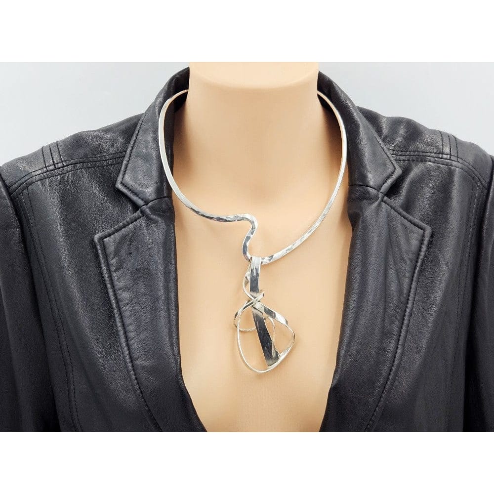Brian Francisco Navajo Jewelry Brian Francisco Navajo Sterling Silver Unisex Modernist XL Neck Ring Pendant