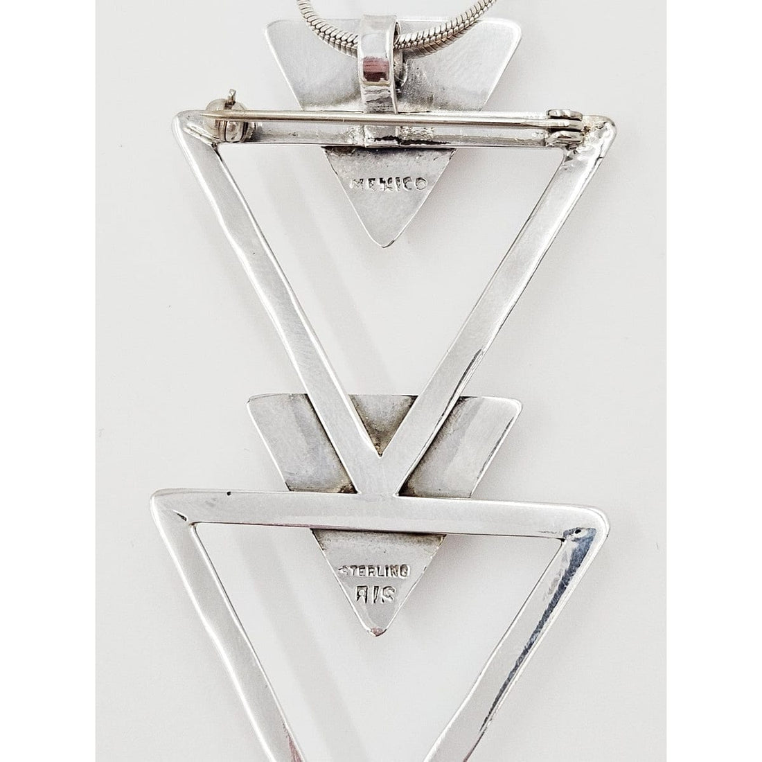 Brian Francisco Navajo Jewelry Taxco Artisan Sterling Silver Rose Quartz Unisex Modernist Pendant Necklace