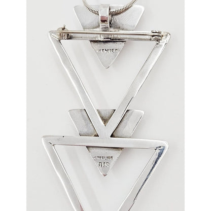 Brian Francisco Navajo Jewelry Taxco Artisan Sterling Silver Rose Quartz Unisex Modernist Pendant Necklace