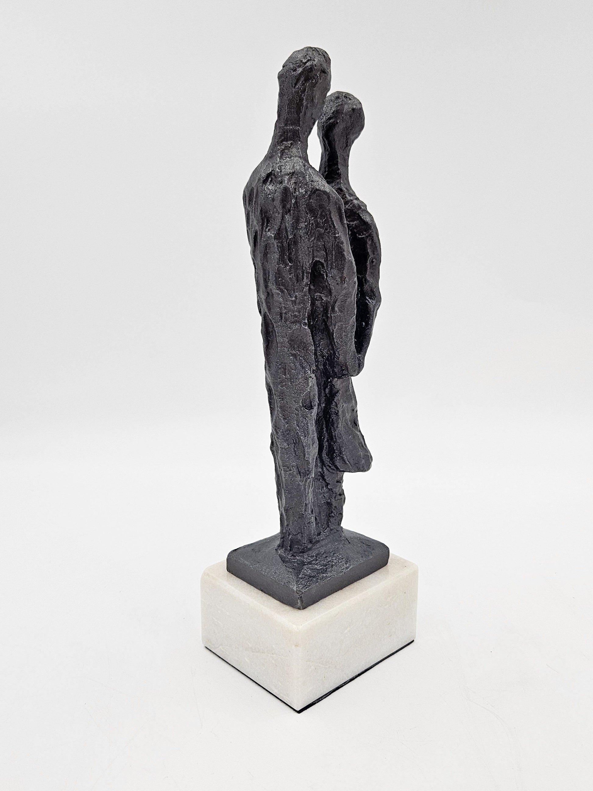 Bronze Couple Statue Sculpture Vintage Bronze Brutalist Abstract Modernist Couple Sculpture Marble Base - Signed