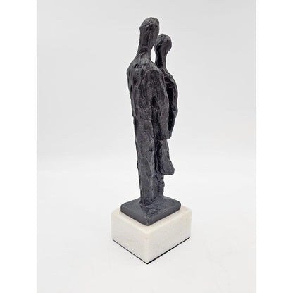 Bronze Couple Statue Sculpture Vintage Bronze Brutalist Abstract Modernist Couple Sculpture Marble Base - Signed