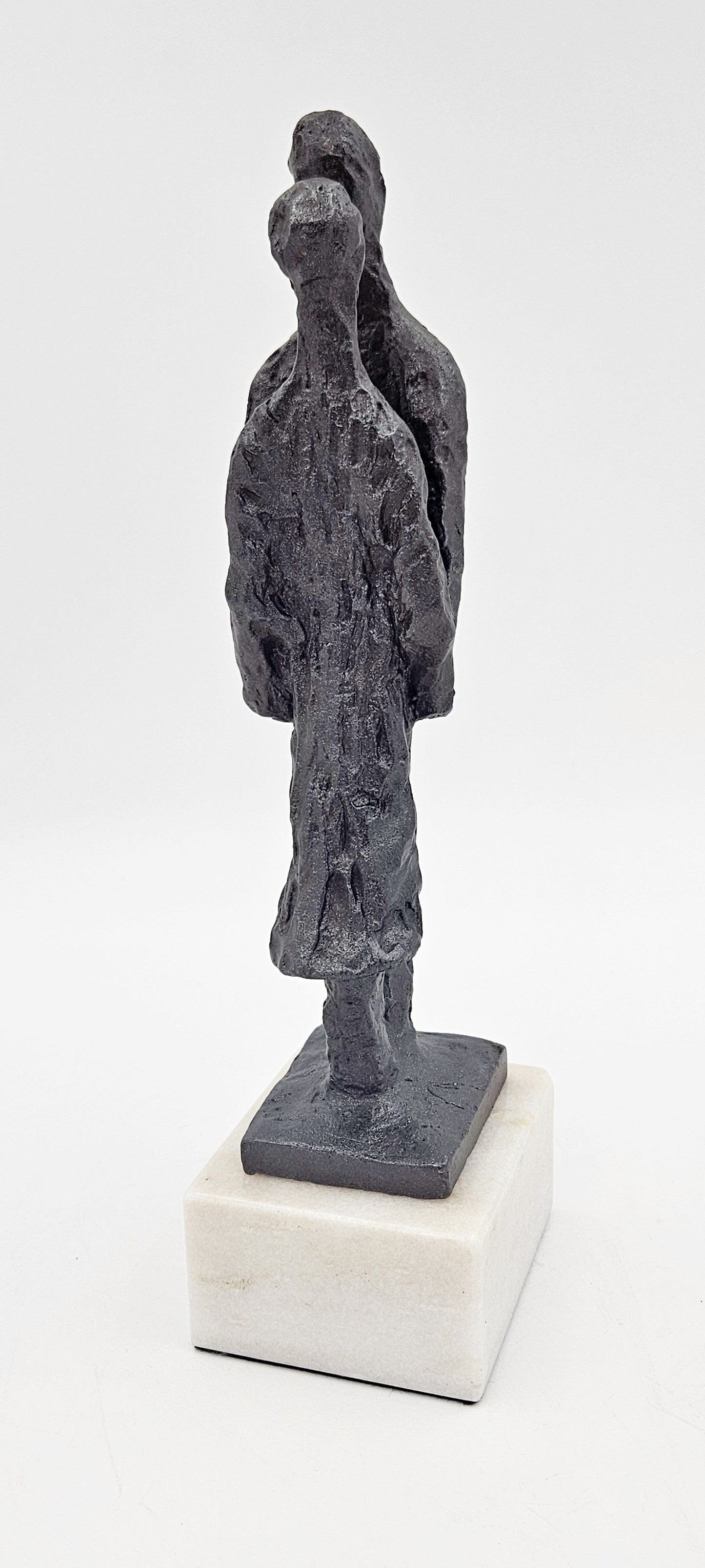 Bronze Couple Statue Sculpture Vintage Bronze Brutalist Abstract Modernist Couple Sculpture Marble Base - Signed
