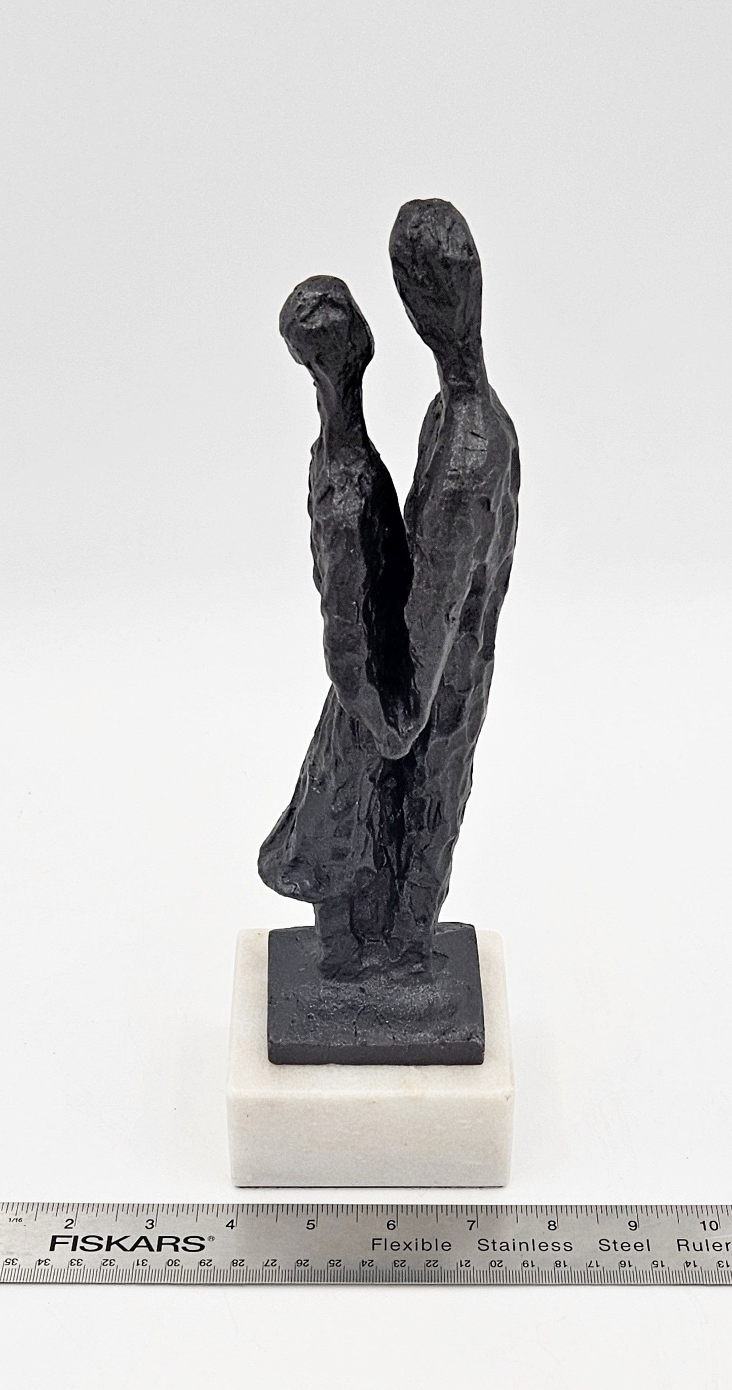 Bronze Couple Statue Sculpture Vintage Bronze Brutalist Abstract Modernist Couple Sculpture Marble Base - Signed