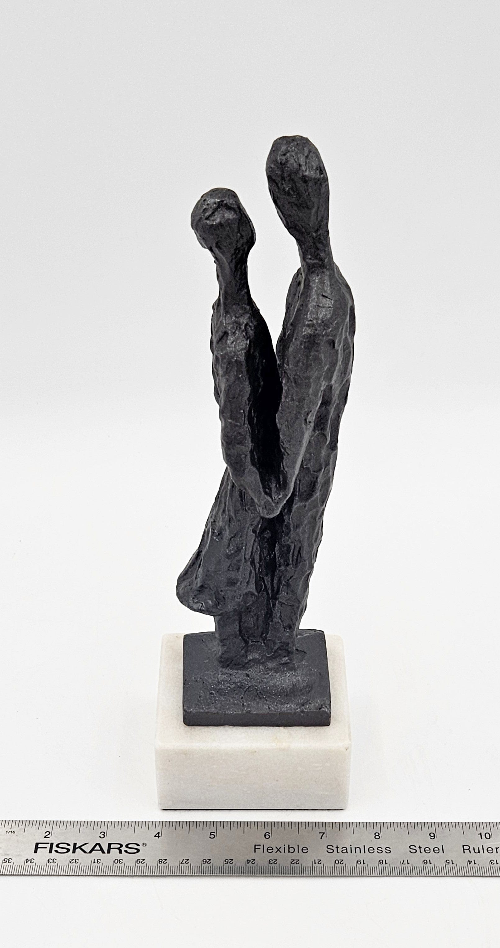 Bronze Couple Statue Sculpture Vintage Bronze Brutalist Abstract Modernist Couple Sculpture Marble Base - Signed