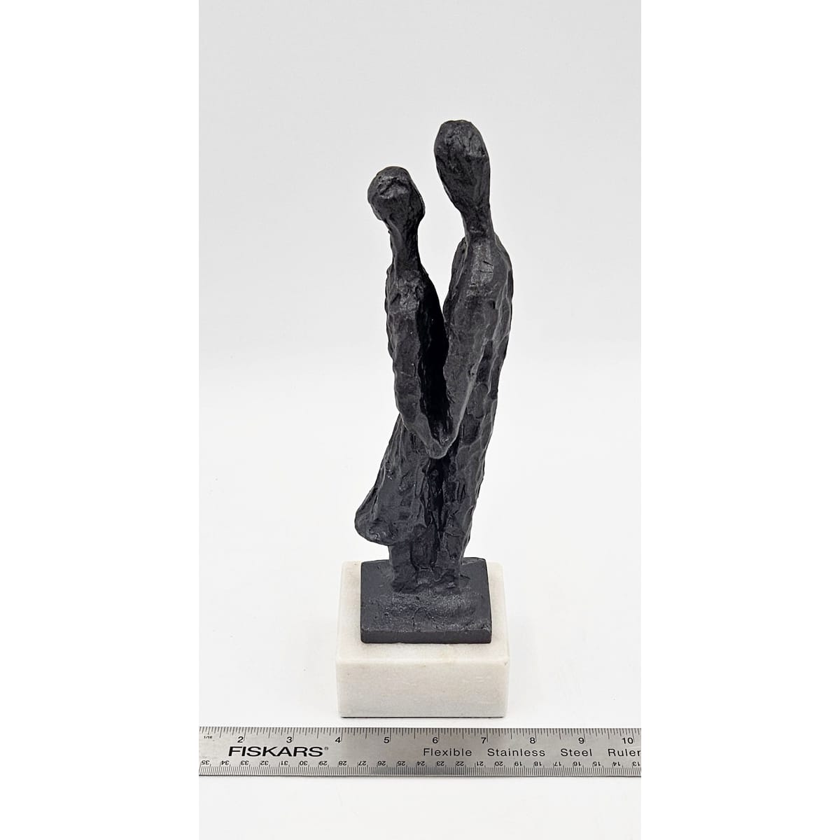 Bronze Couple Statue Sculpture Vintage Bronze Brutalist Abstract Modernist Couple Sculpture Marble Base - Signed