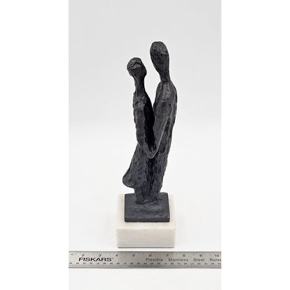 Bronze Couple Statue Sculpture Vintage Bronze Brutalist Abstract Modernist Couple Sculpture Marble Base - Signed