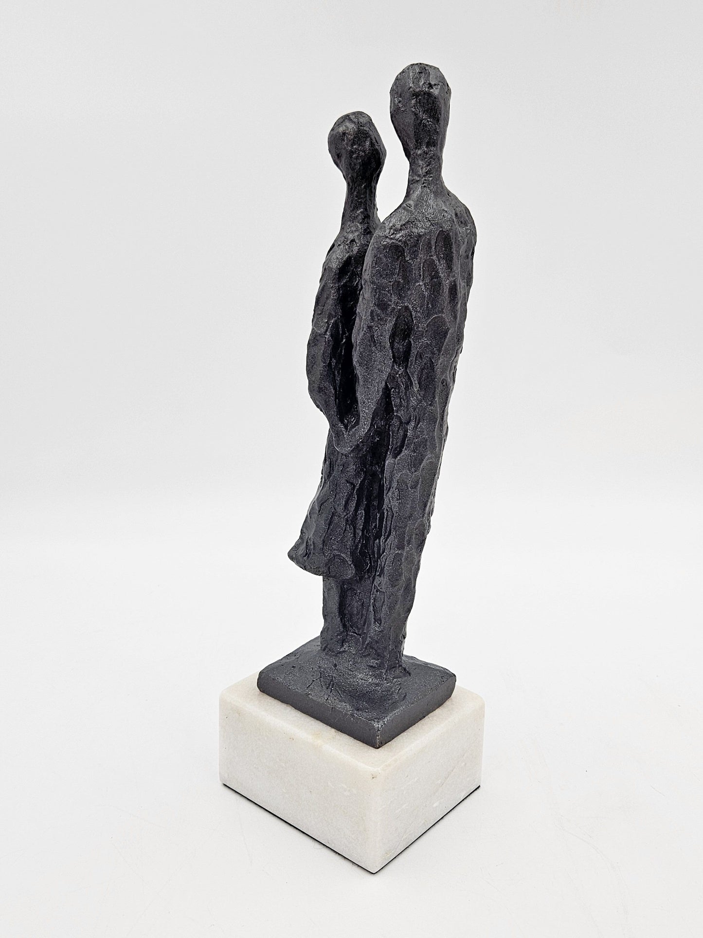 Bronze Couple Statue Sculpture Vintage Bronze Brutalist Abstract Modernist Couple Sculpture Marble Base - Signed