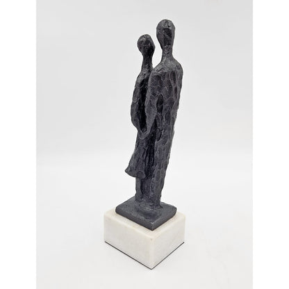 Bronze Couple Statue Sculpture Vintage Bronze Brutalist Abstract Modernist Couple Sculpture Marble Base - Signed