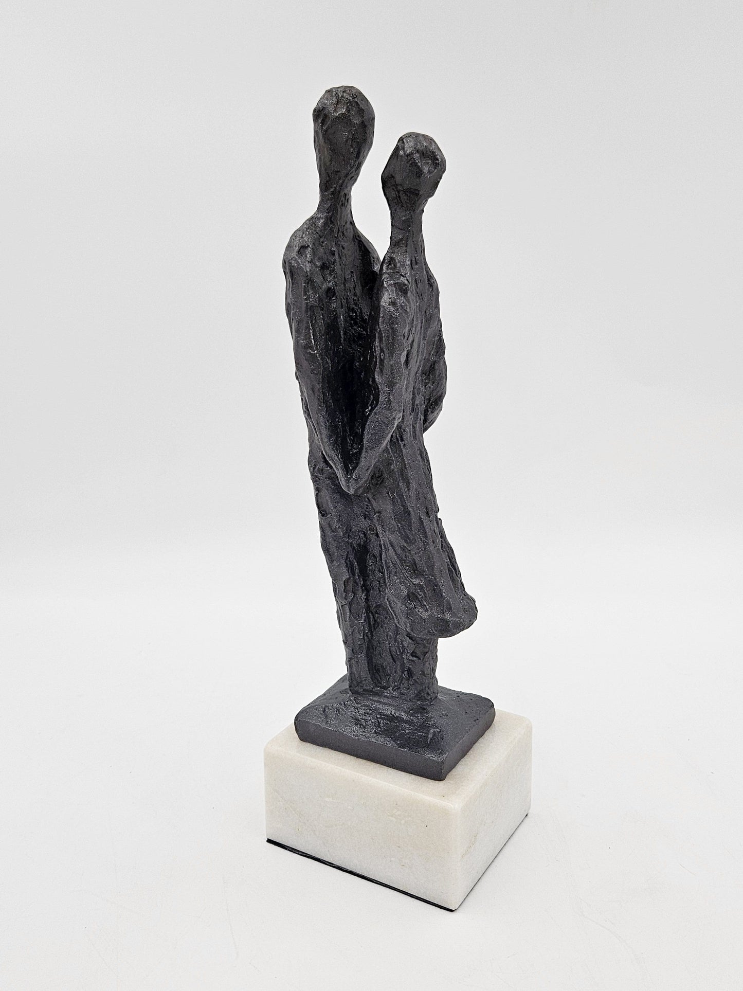 Bronze Couple Statue Sculpture Vintage Bronze Brutalist Abstract Modernist Couple Sculpture Marble Base - Signed