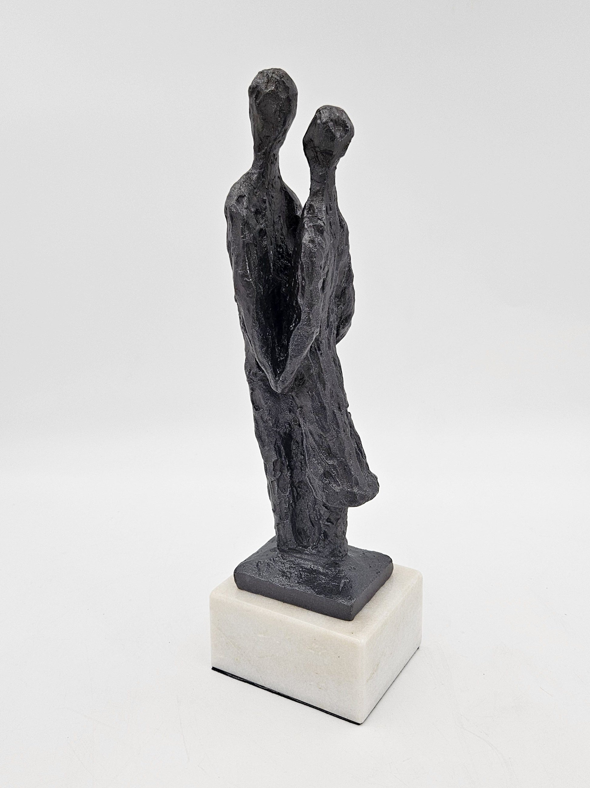 Bronze Couple Statue Sculpture Vintage Bronze Brutalist Abstract Modernist Couple Sculpture Marble Base - Signed