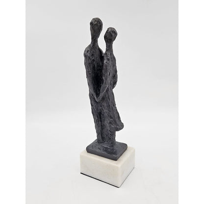 Bronze Couple Statue Sculpture Vintage Bronze Brutalist Abstract Modernist Couple Sculpture Marble Base - Signed